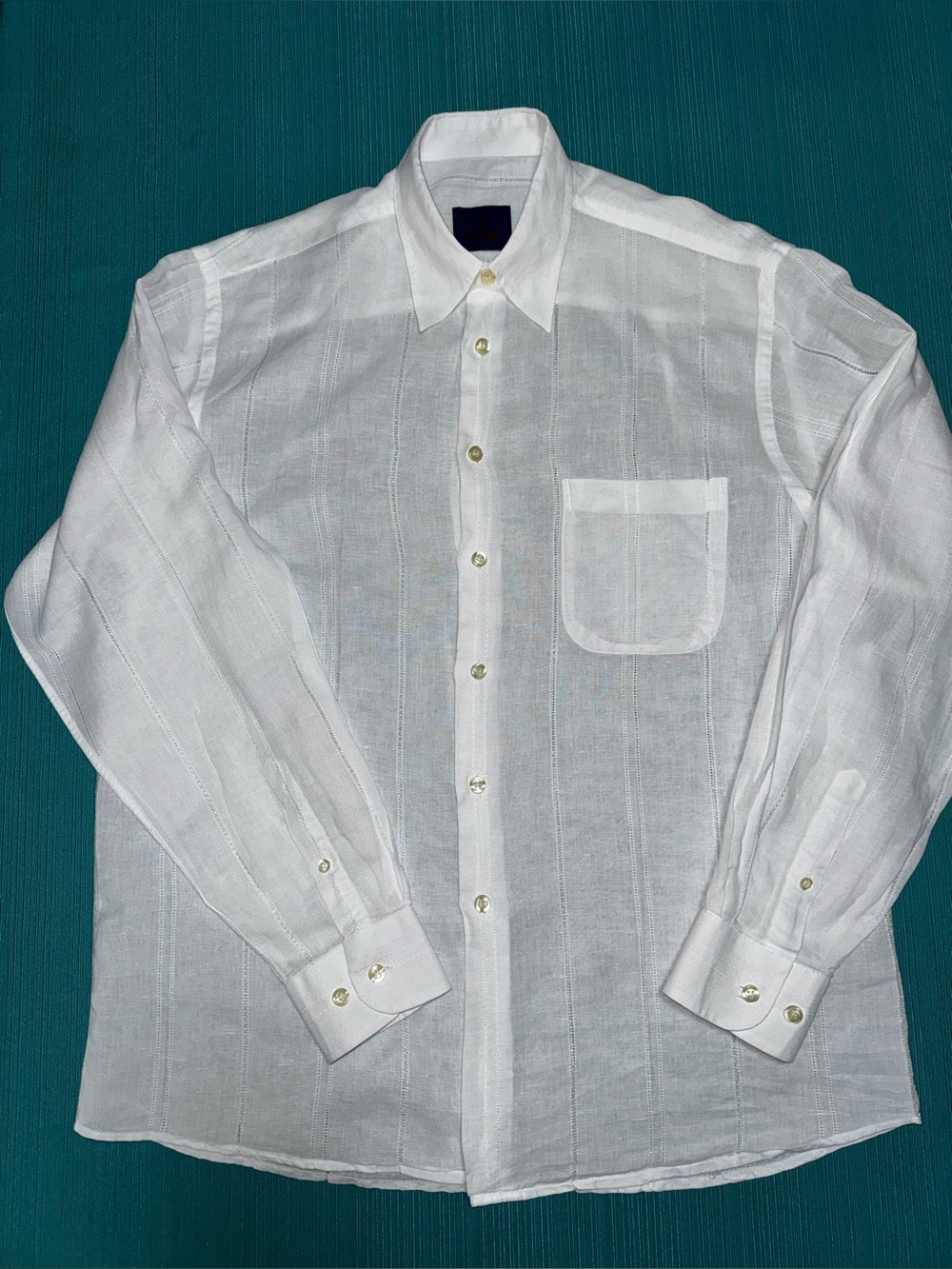 MIRTO Spain Men’s Luxury White Lightweight Shirt Sheer Stripe Long Sleeve М